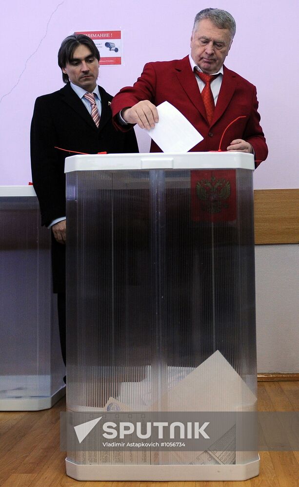 Vladimir Zhirinovsky votes in Russian presidential election