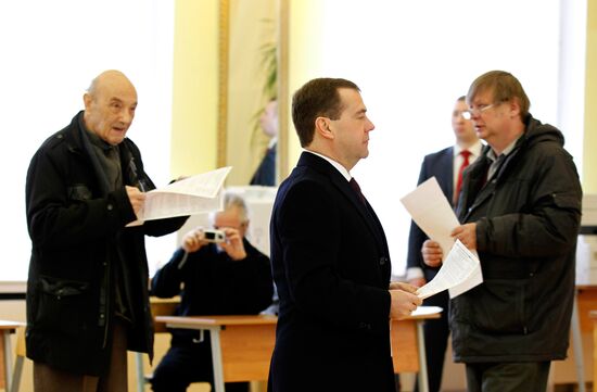 Dmitry Medvedev votes in Russian presidential election