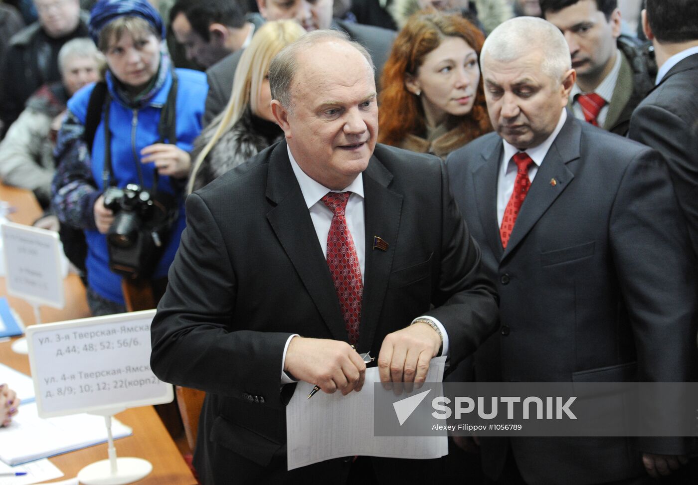 Gennady Zyuganov votes in Russian presidential election