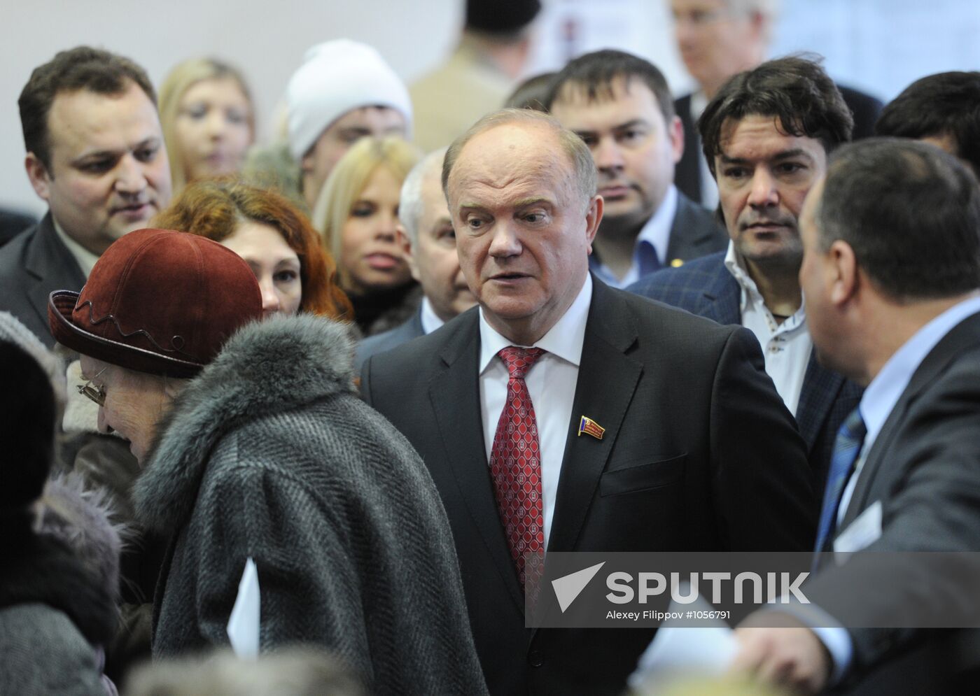 Gennady Zyuganov votes in Russian presidential election