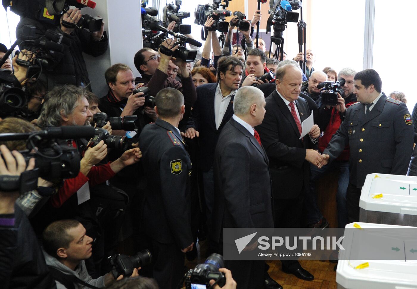 Gennady Zyuganov votes in Russian presidential election