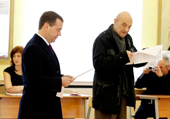 Dmitry Medvedev votes in Russian presidential election