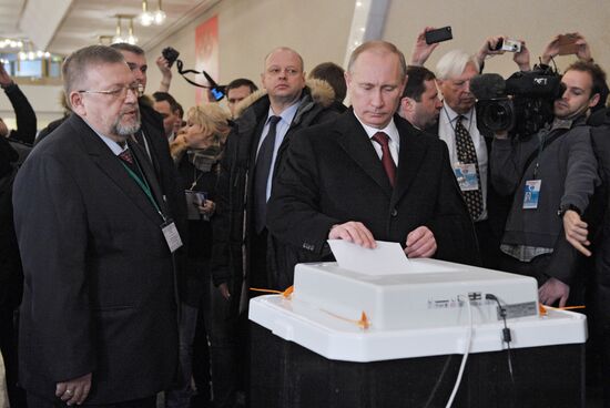 Vladimir Putin votes in Russian presidential election