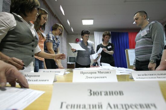 Vote counting at presidential election in Russia