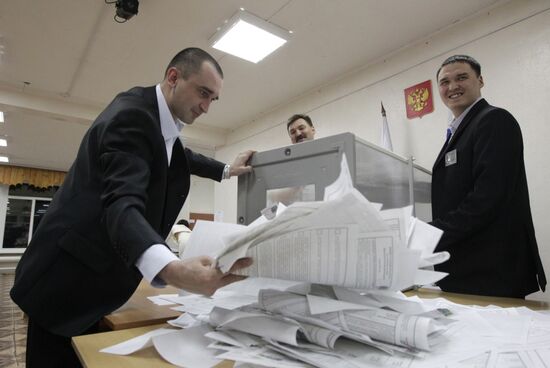 Vote counting at presidential election in Russia