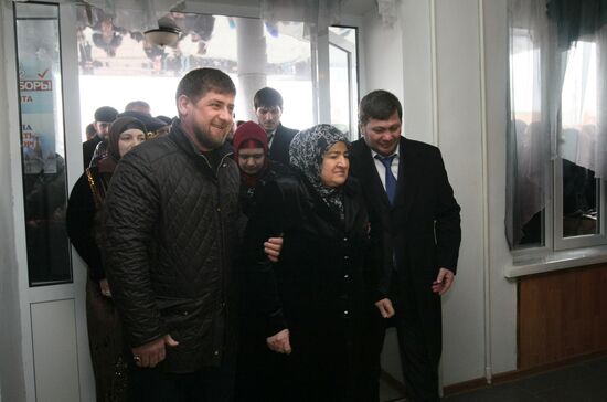 Ramzan Kadyrov votes in Russian presidential election