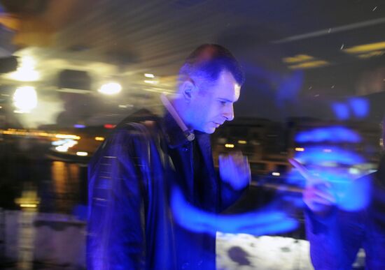 Candidate Mikhail Prokhorov at his campaign headquarters