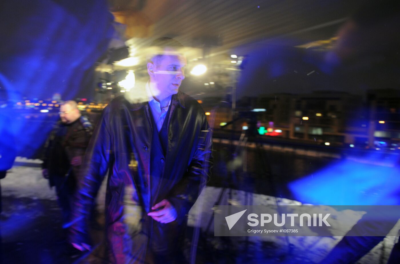 Candidate Mikhail Prokhorov at his campaign headquarters
