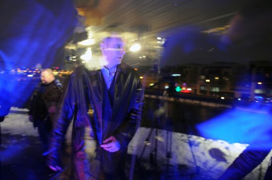 Candidate Mikhail Prokhorov at his campaign headquarters