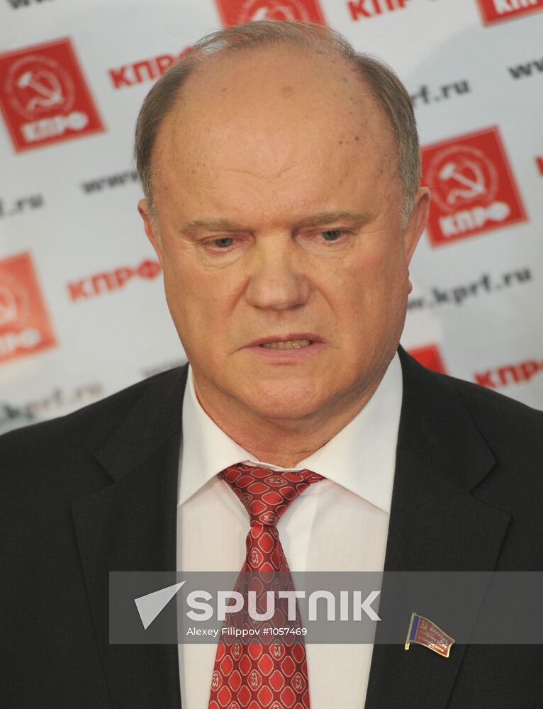 Presidential candidate Gennady Zyuganov at his headquarters