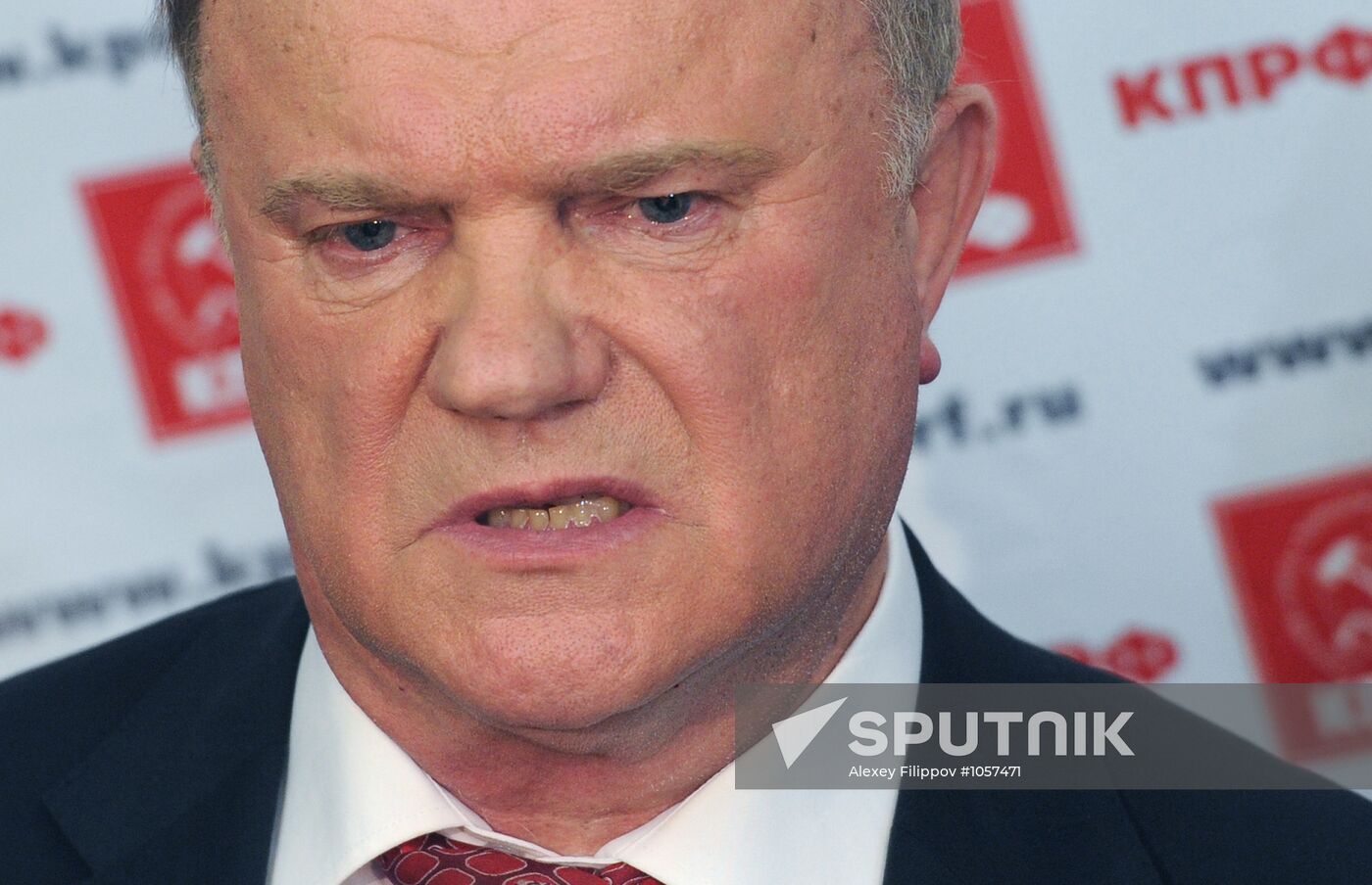 Presidential candidate Gennady Zyuganov at his headquarters
