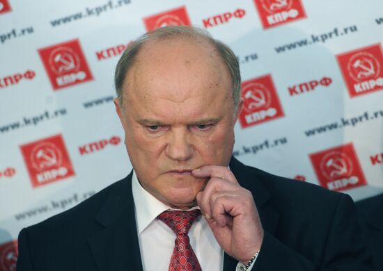 Presidential candidate Gennady Zyuganov at his headquarters
