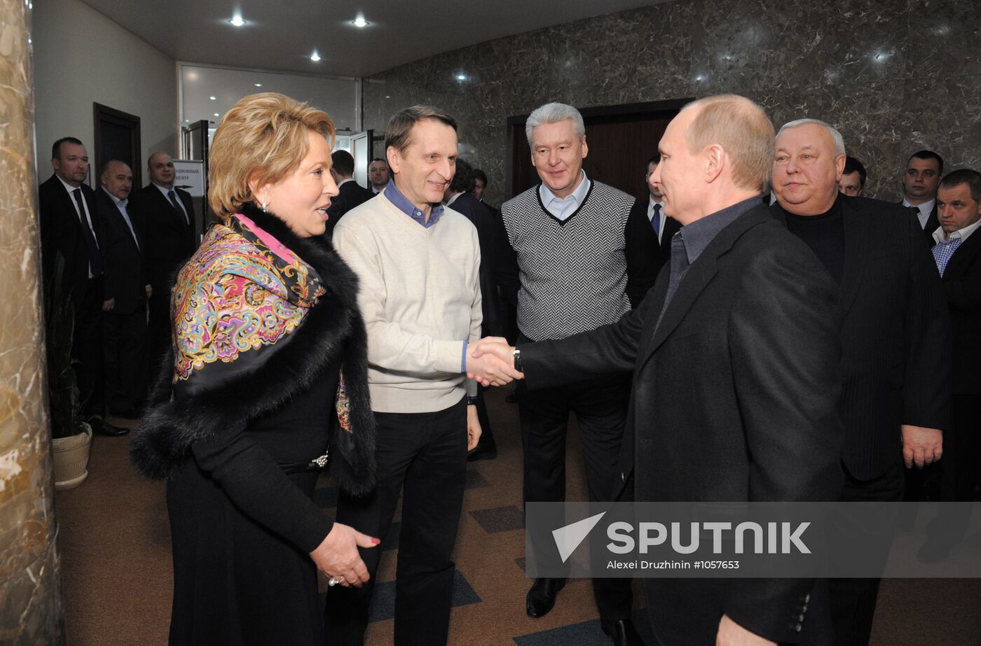 Presidential candidate V. Putin visits his election headquarters