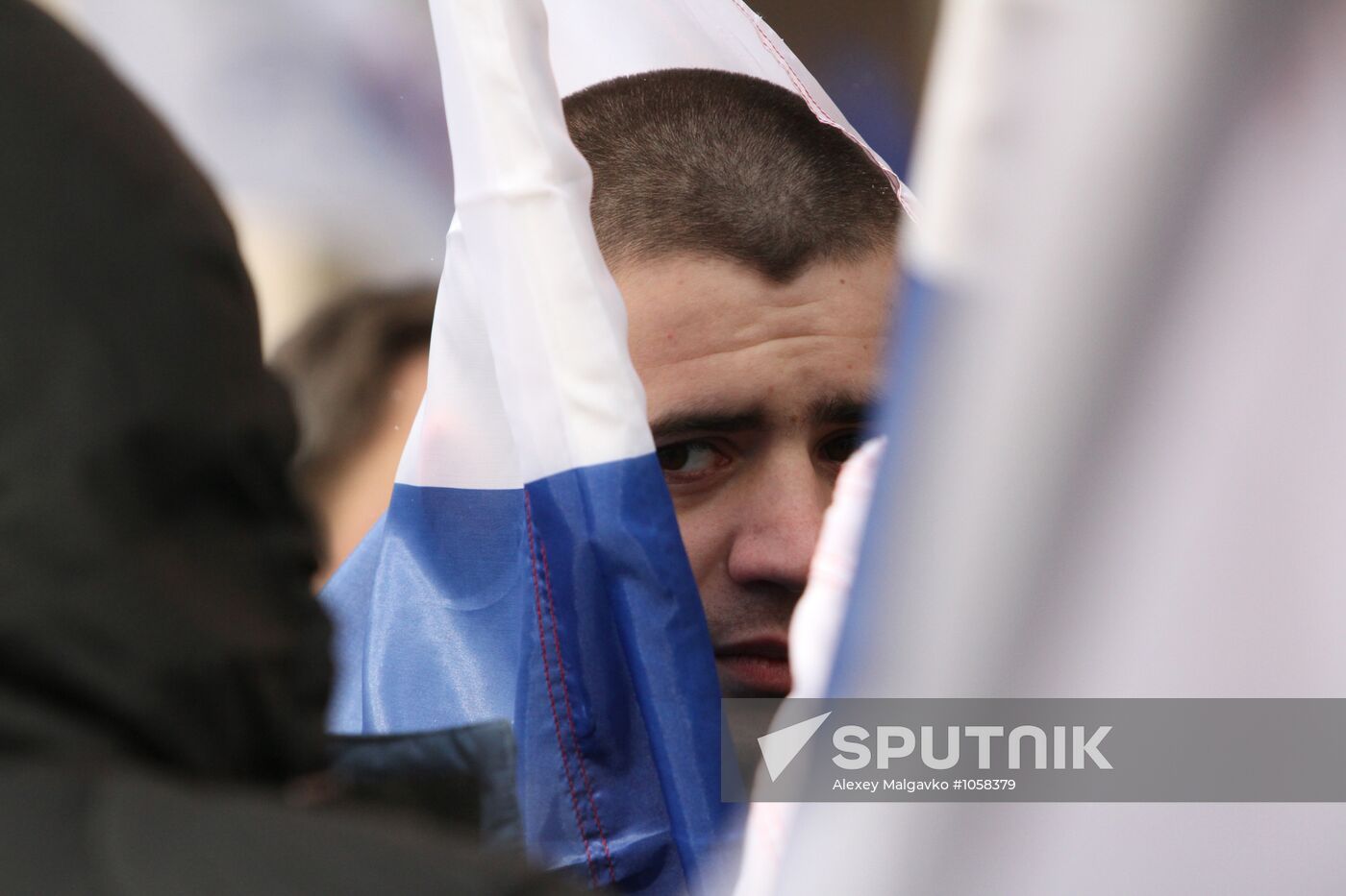 Vladimir Putin supporters' rally on Manege Square