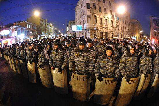 Law enforcement officials on Pushkinskaya Square