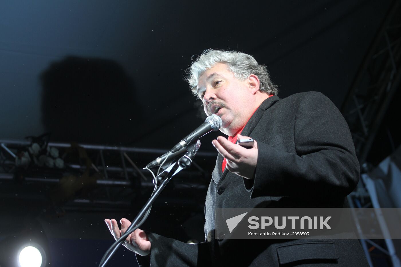 Man at "For Fair Elections" rally on Pushkin Square in Moscow