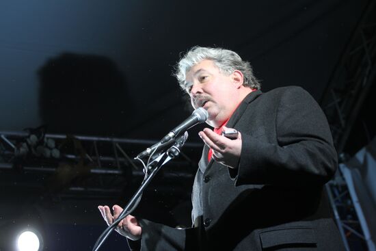 Man at "For Fair Elections" rally on Pushkin Square in Moscow