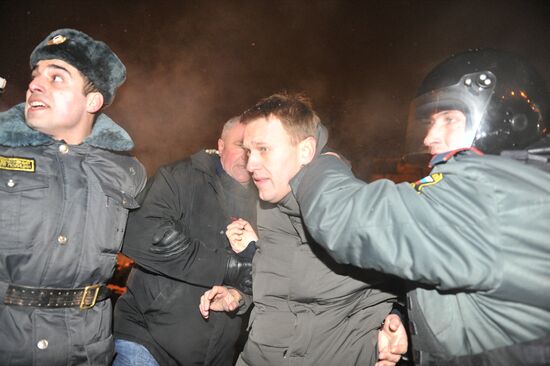 Detention of participants in unsanctioned rally in Moscow