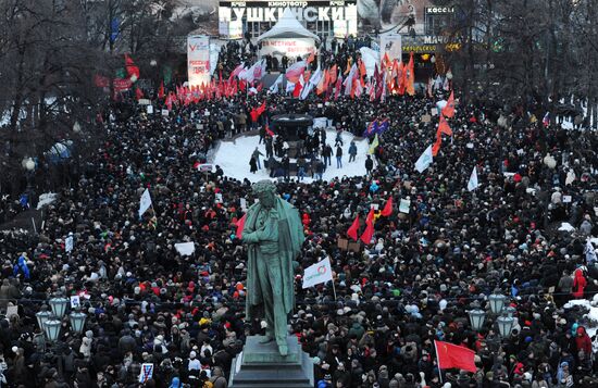 "For Fair Elections" rally in Moscow's Pushkin Square