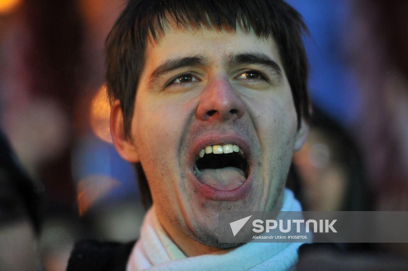 Man at "For Fair Elections" rally on Pushkin Square in Moscow