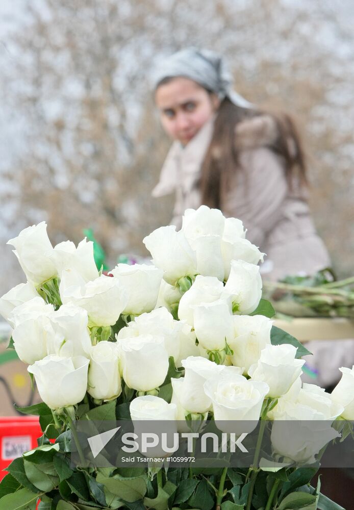 Buying flowers for Women's Day in Grozny