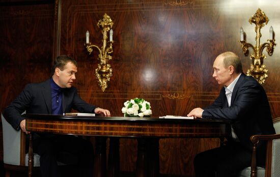 Dmitry Medvedev meets with Vladimir Putin