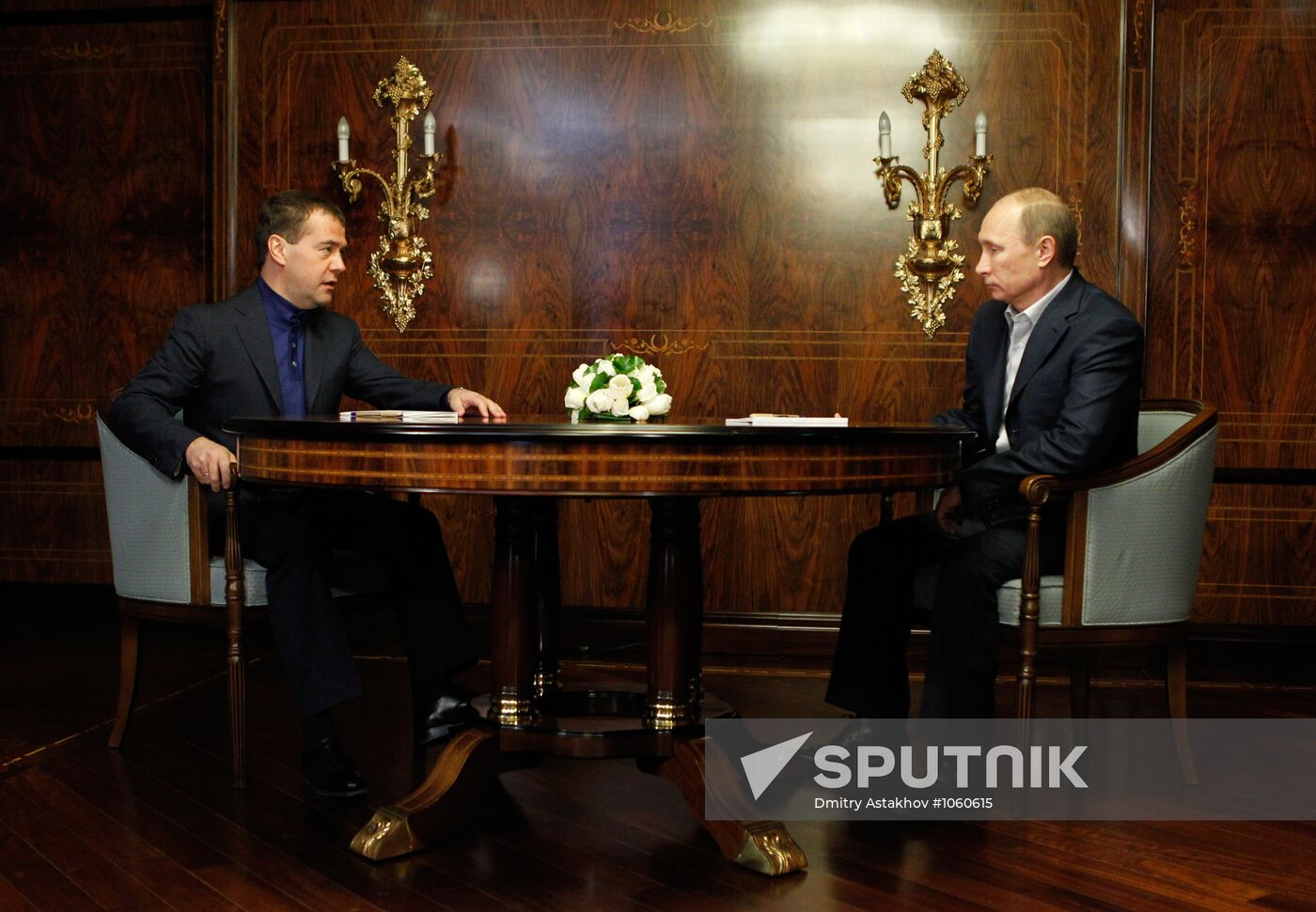 Dmitry Medvedev meets with Vladimir Putin