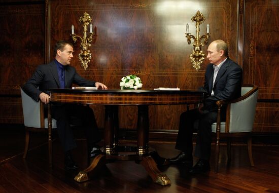 Dmitry Medvedev meets with Vladimir Putin