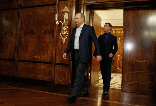 Dmitry Medvedev meets with Vladimir Putin