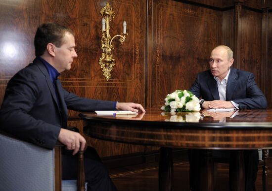 Dmitry Medvedev meets with Vladimir Putin