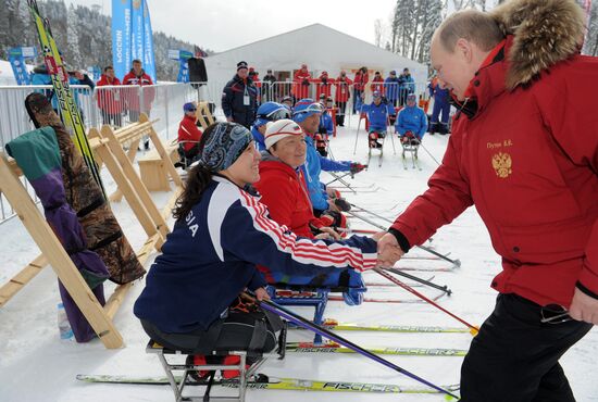 Putin at Paralympic championshp on ski races and biathlon