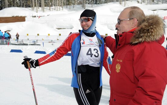 Putin at paralympic championship on ski races and biathlon