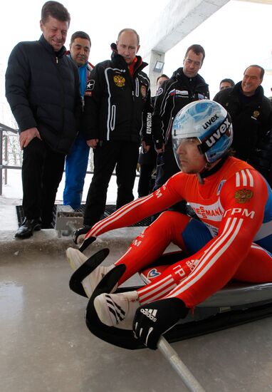 Dmitry Medvedev, Vladimir Putin visit bobsleigh and luge track