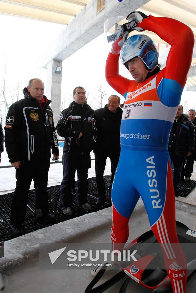 Dmitry Medvedev, Vladimir Putin visit bobsleigh and luge track