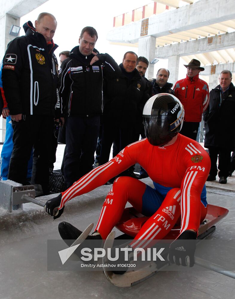 Dmitry Medvedev, Vladimir Putin visit bobsleigh and luge track