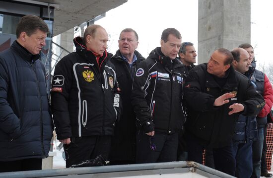 Dmitry Medvedev, Vladimir Putin visit bobsleigh and luge track