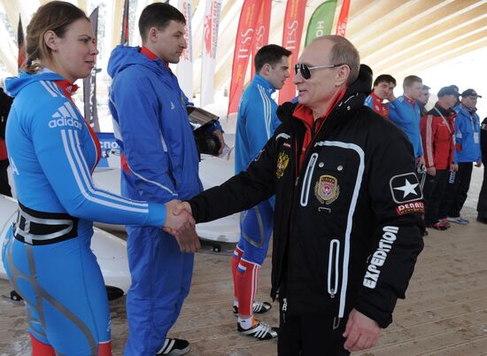 Dmitry Medvedev, Vladimir Putin visit bobsleigh and luge track