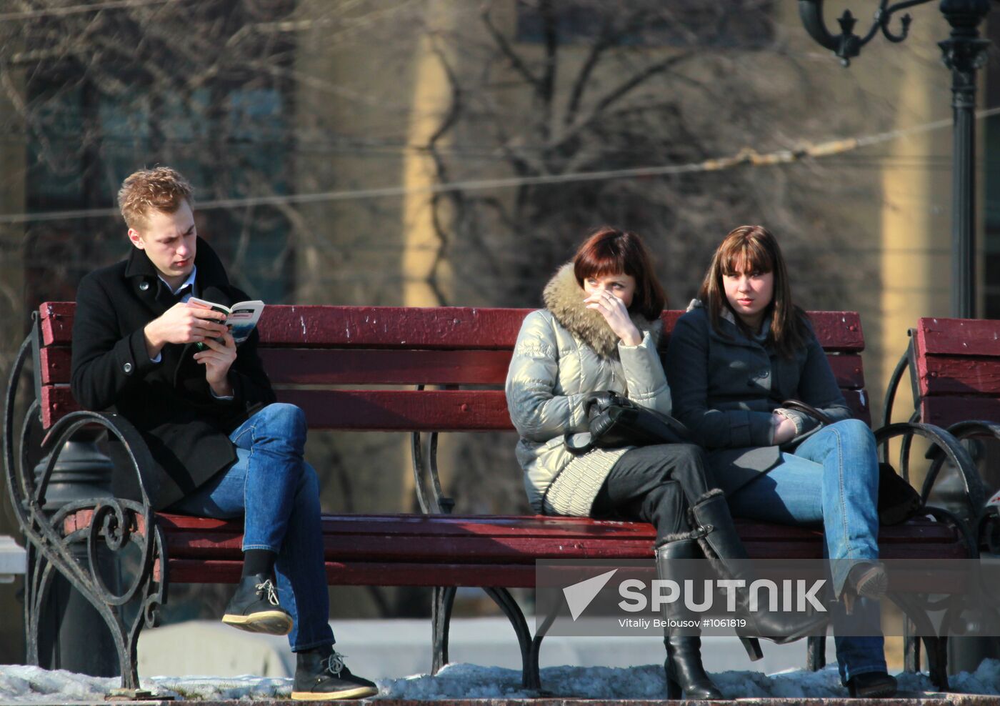 Muscovites on leisure time at Manezh Square