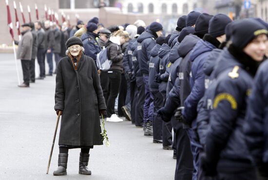 Waffen-SS veterans march in Riga