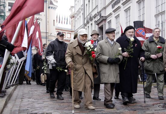 Waffen-SS veterans march in Riga