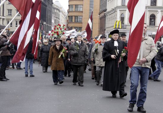 Waffen-SS veterans march in Riga