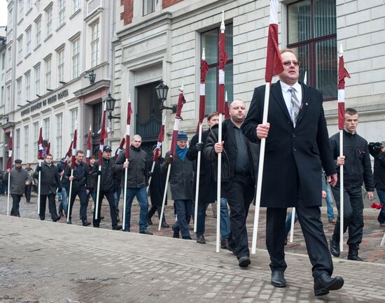 Waffen-SS veterans march in Riga