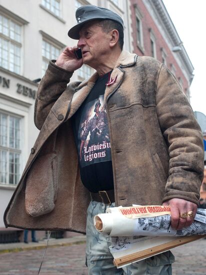 Waffen-SS veterans march in Riga