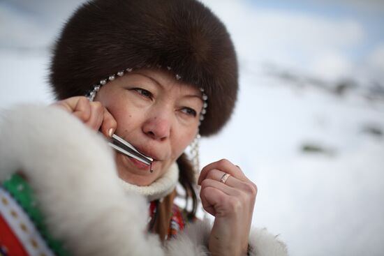 Reindeer herder's day in Erbogachen village in Irkutsk region