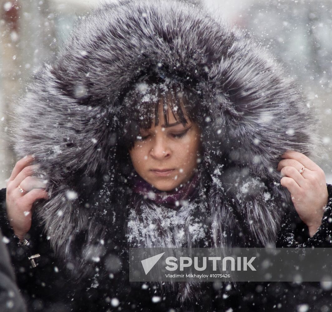 Snowfall in Yuzhno-Sakhalinsk