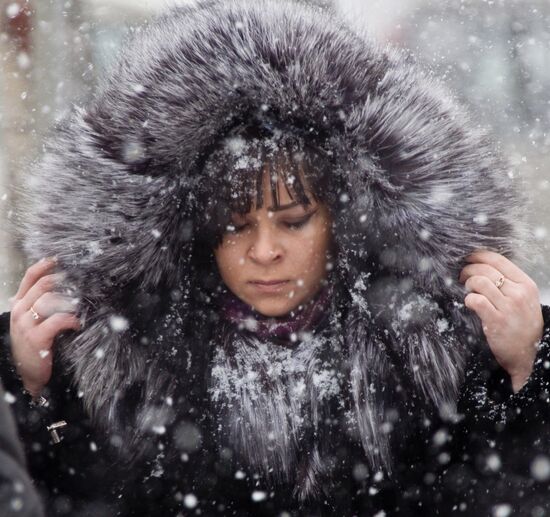 Snowfall in Yuzhno-Sakhalinsk