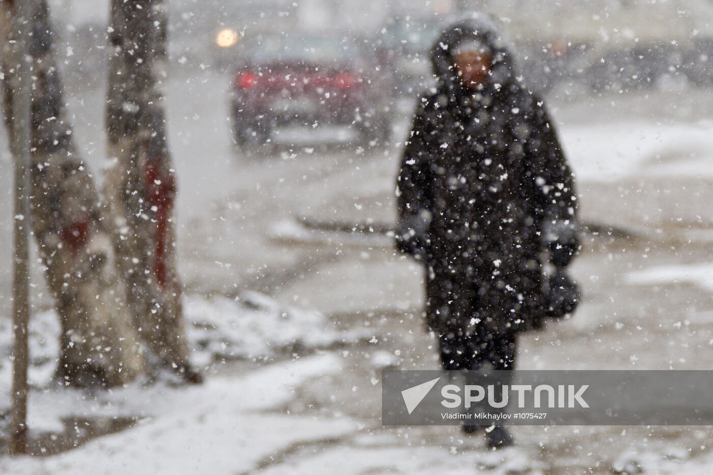 Snowfall in Yuzhno-Sakhalinsk
