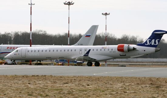 Airliner of SAS airplane at Khrabrovo airport