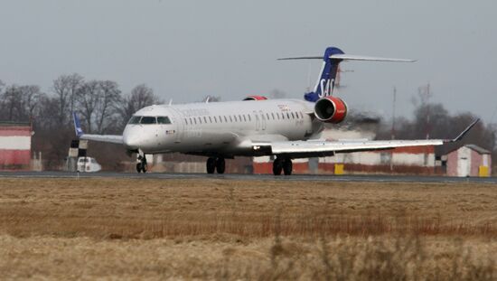 Airliner of SAS airplane at Khrabrovo airport