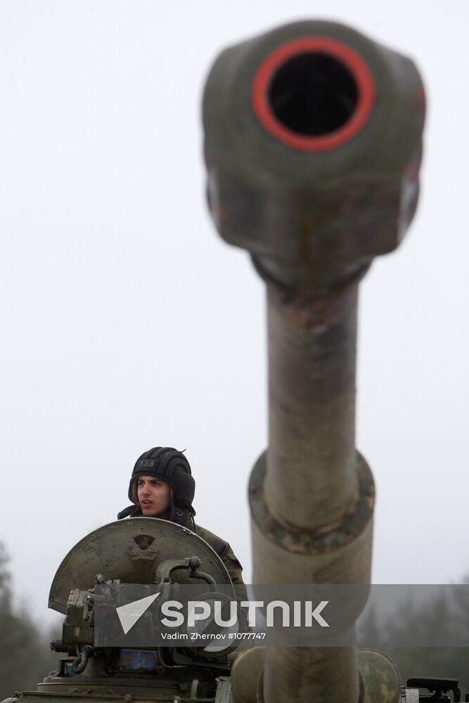 Heavy artillery firing on the Luga shooting range